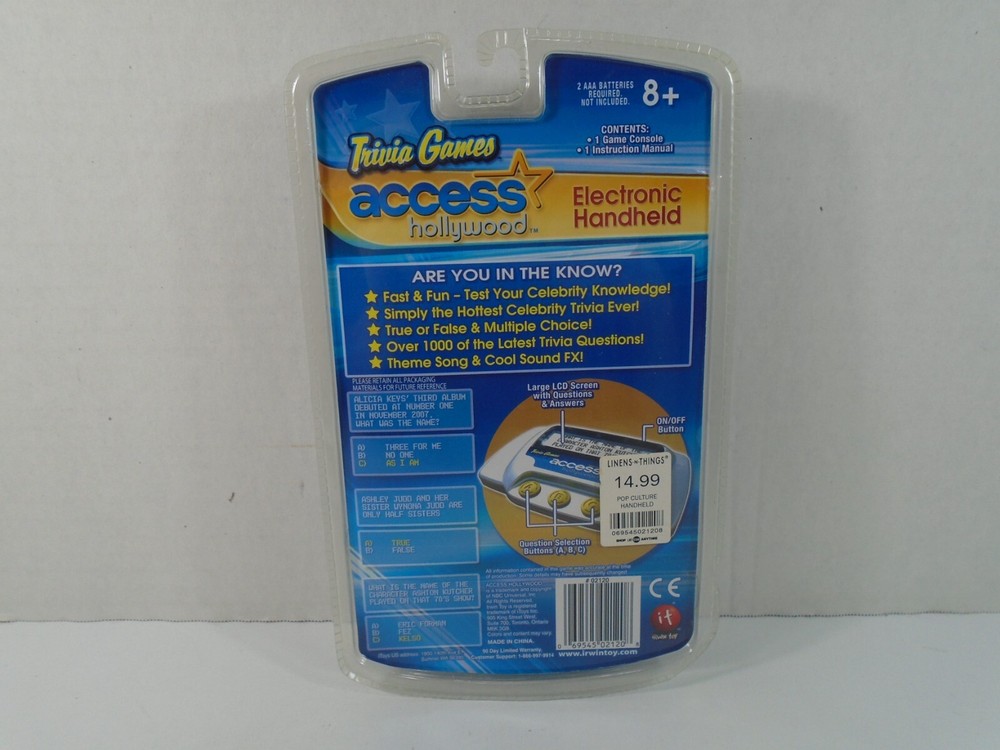 IRWIN TOY--ELECTRONIC ACCESS HOLLYWOOD HANDHELD TRIVIA GAME (NEW)