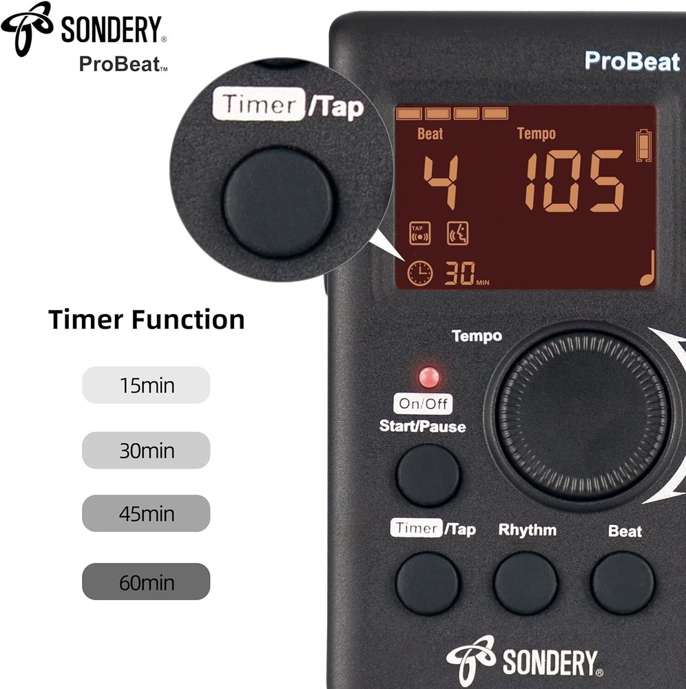 Versatile Digital Metronome with 10 Beat Patterns and USB Rechargeable Feature