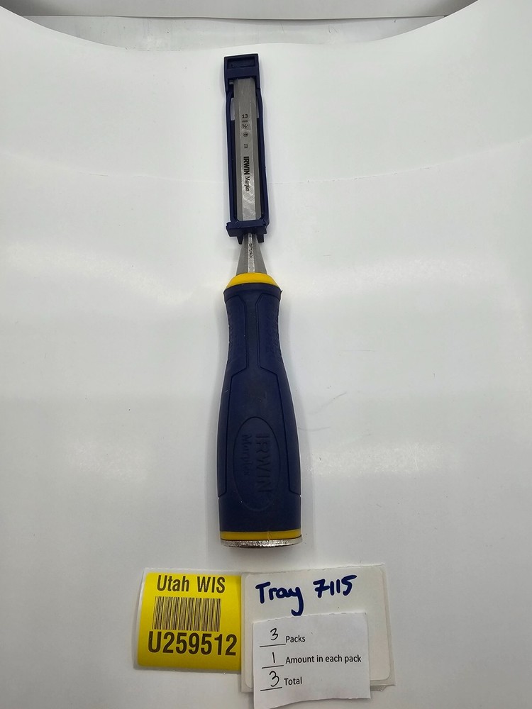 ( QTY 3 ) Irwin Marples 1/2" Precision Woodworking Chisel, Resin Handle 13mm
