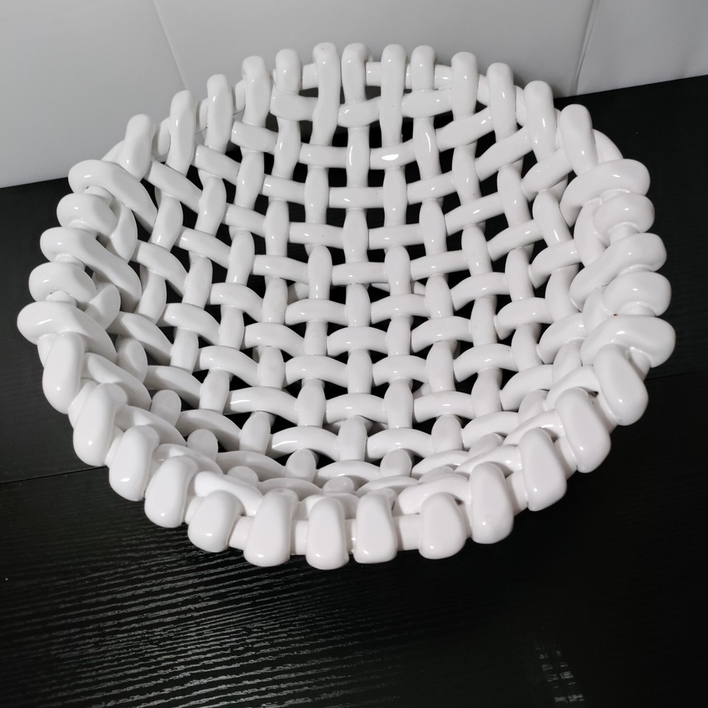 Large White Ceramic Serving Display Basket