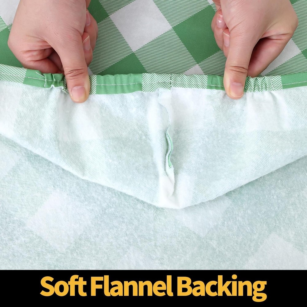 Picnic Table Cloth Elastic Waterproof Fitted Vinyl Tablecloths Flannel Rectangle