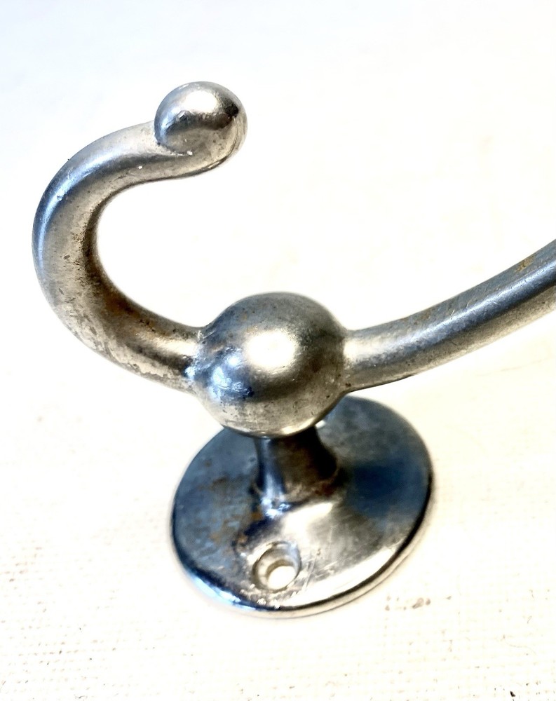 ANTIQUE LARGE NICKEL OVER BRASS ROBE HOOK