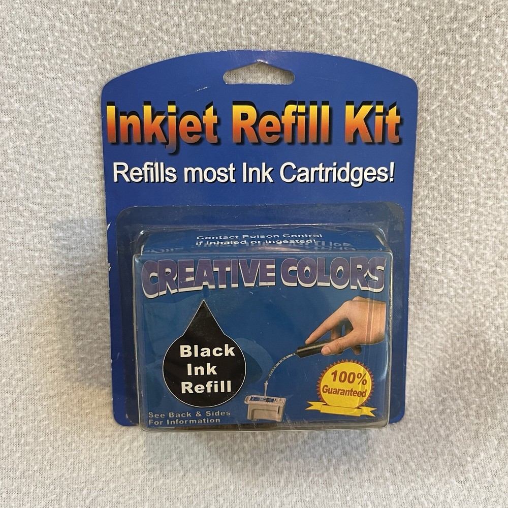 Creative Colors Refill Kit -1 Black ink Refill & Cartridge Tools - New Sealed