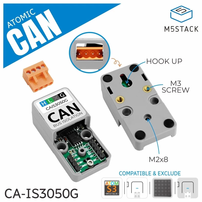 M5Stack ATOMIC CAN Base Bus Multipoint Communication Unit CA-IS3050G
