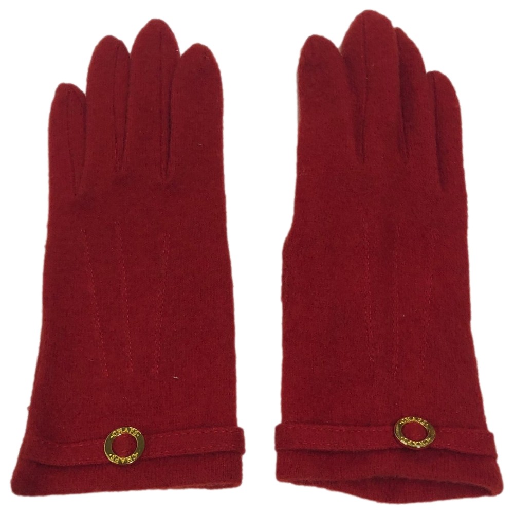 Chaps Womens Sleek Red Wool Blend Gloves