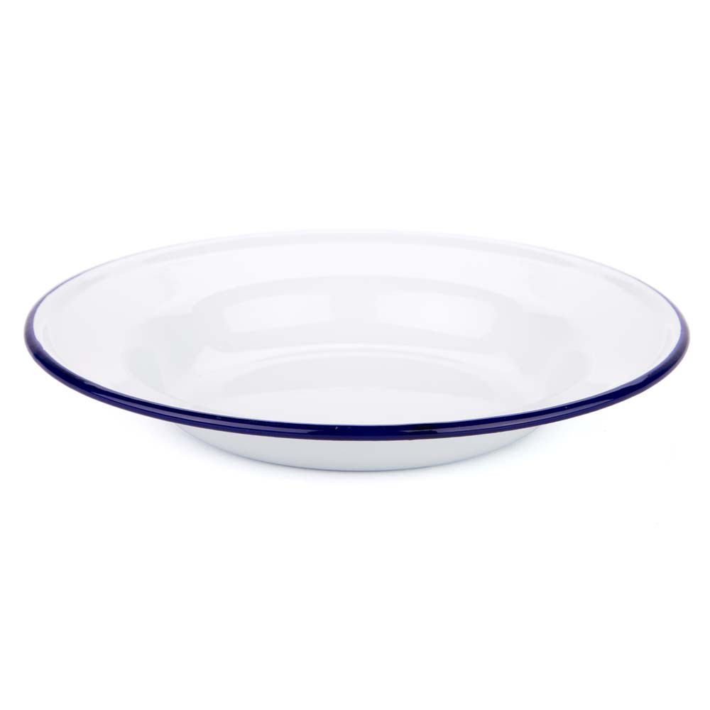 Falcon Enamel Soup Plate White & Blue 24cm