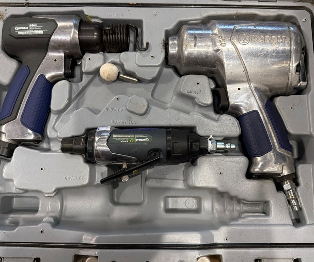 Kobalt Pneumatic Air Tool Kit - Impact Driver Hammer, Rotary- Missing tools