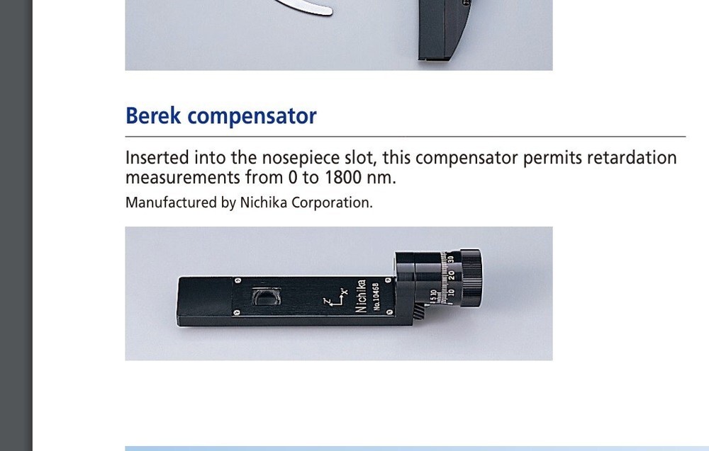 Nikon Berek Compensator for Polarized Light Microscopes