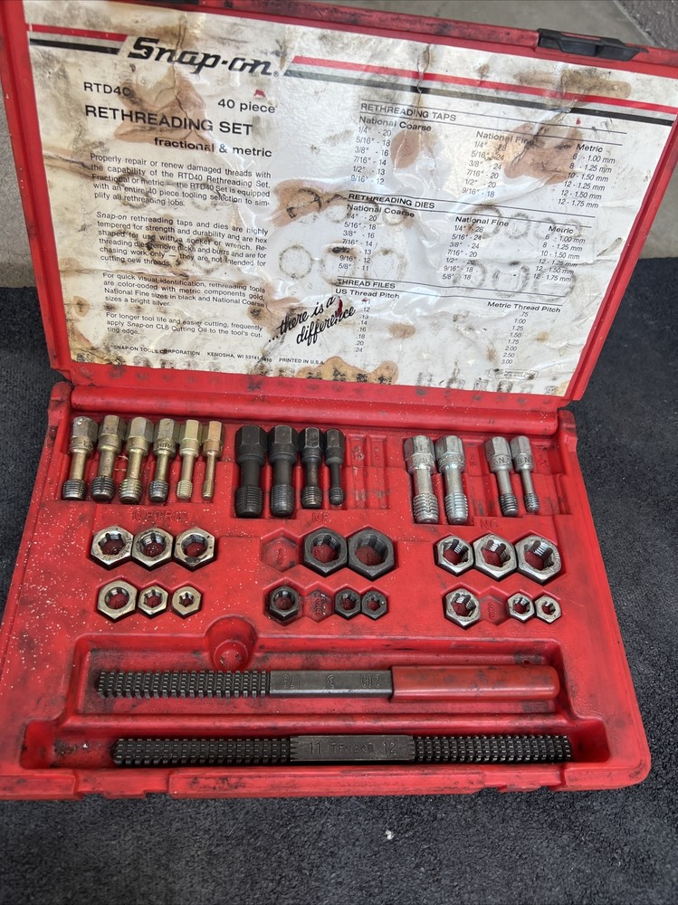 For Snap On Tools  Fractional & Metric Rethreading Set RTD40 Used Missing 7pc