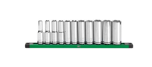 SK Tools Socket Set - Chrome, Deep, Sae, 6 Point, 1/2" Drive, 11 Piece