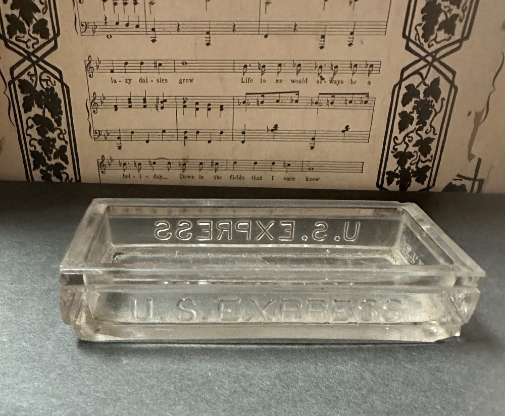 VINTAGE U.S. EXPRESS GLASS CANDY CONTAINER - BASE