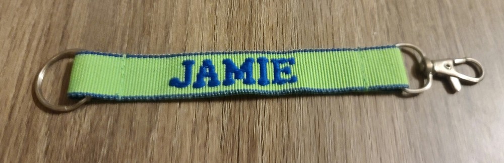 New Jamie Personalized Keychain Green and Blue