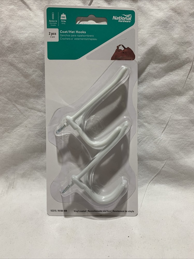 National Hardware Coat/Hat Hooks 2pck