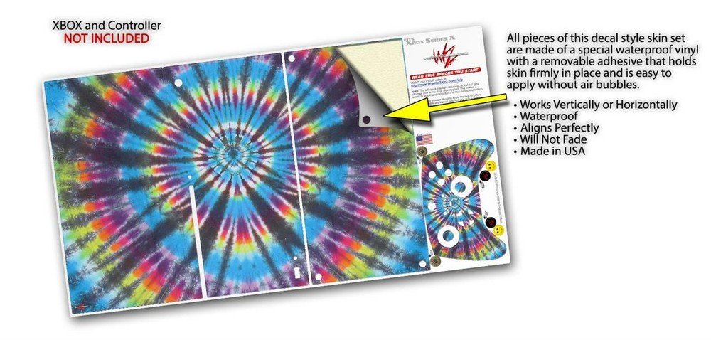 Skins XBOX Series X Console Controller Tie Dye Swirl 101