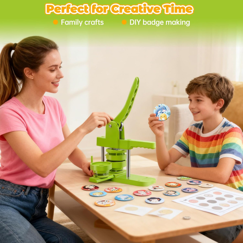 Button Maker Machine 75mm (3 in) Installation-Free, DIY Button Pin Maker Machine