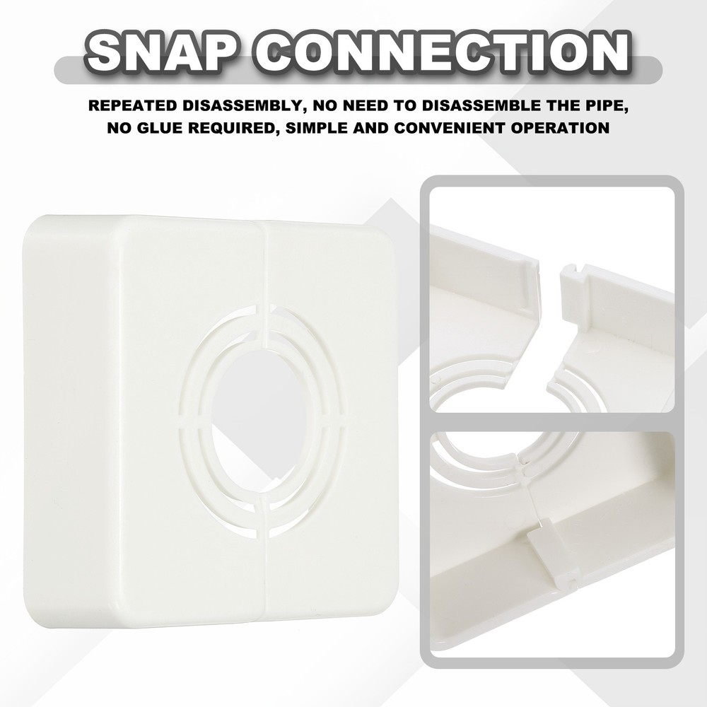 6pcs Wall Split Flange 0.79" Plastic Square Split Flange Pipe Cover, White