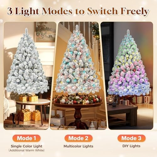 Pre-Lit Artificial Christmas Tree 4.5 ft App-Controlled Multicolor LED Foldable…