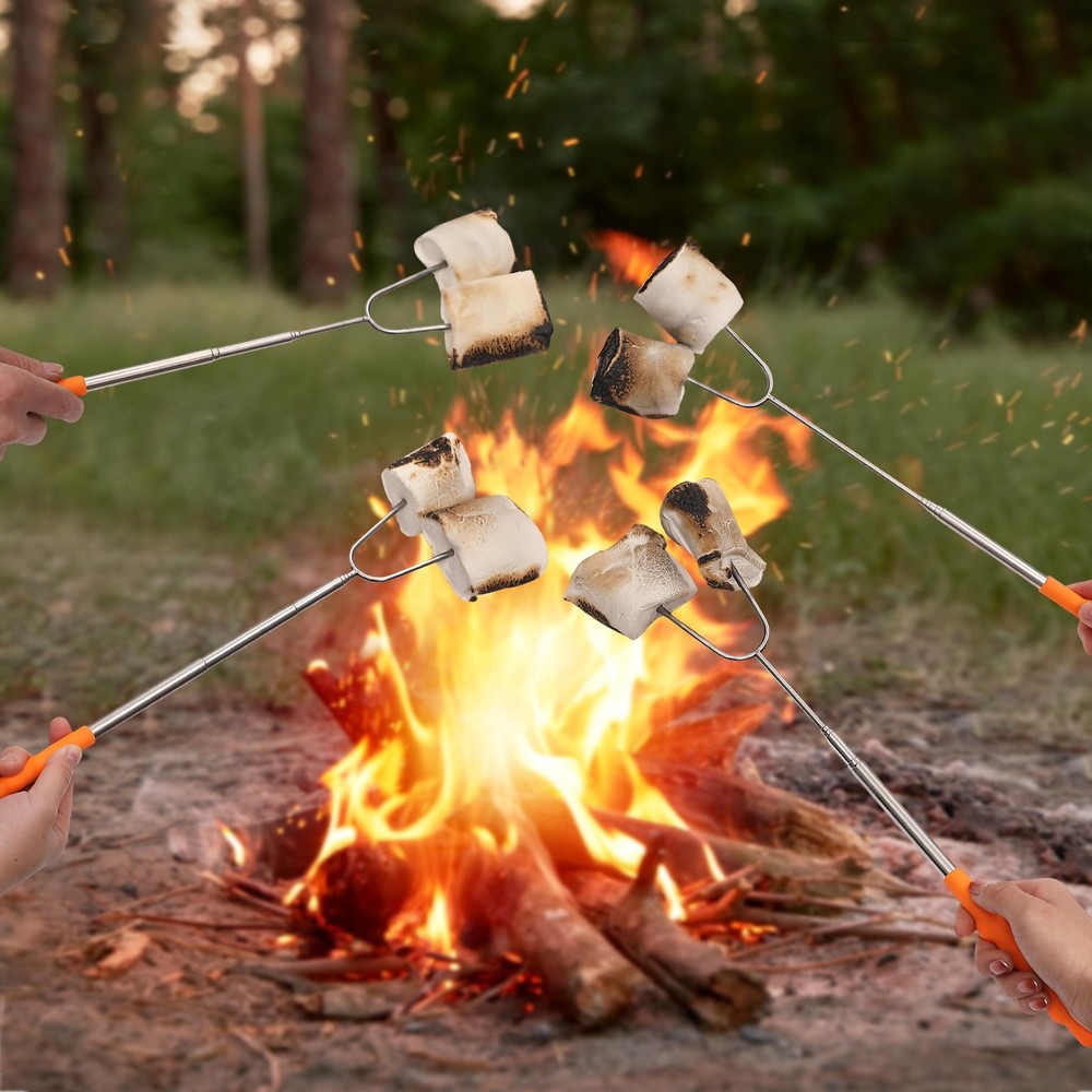 UNCO Marshmallow Roasting Sticks - 10 Pack, 45" Medium, Orange + Silver