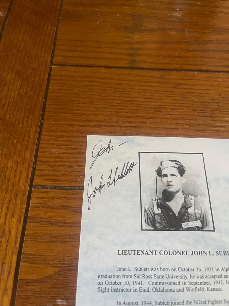 Vintage Cavanaugh Flight Museum Program Signed LT COLONEL JOHN L SUBLETT