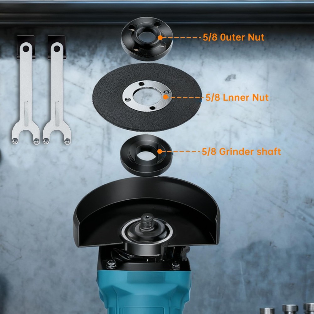 Juego de 7 tuercas para amoladora angular, llave para amoladora angular, tuerca.