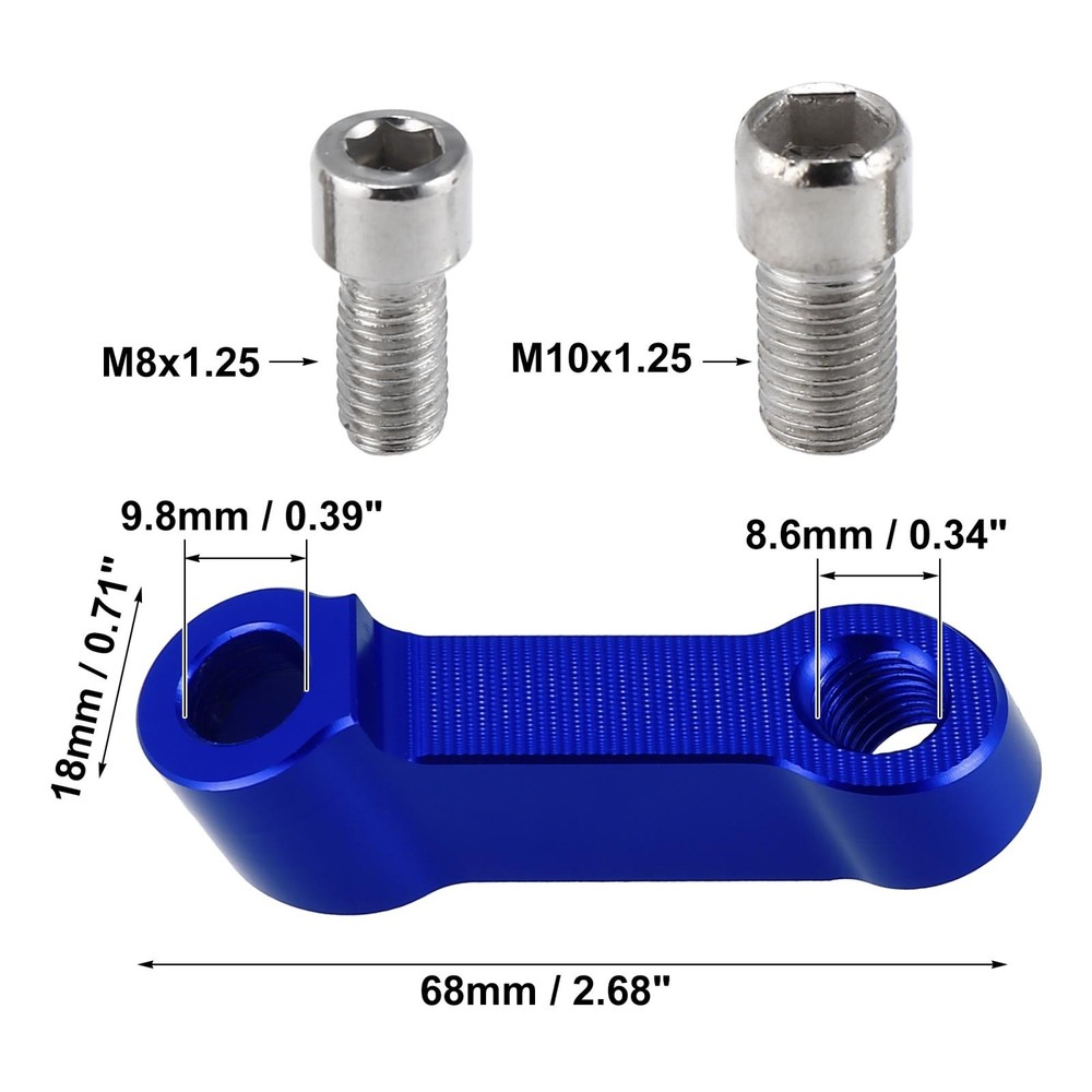 1 pair motorcycle 10mm 8mm mirror support elevator extender adapter blue