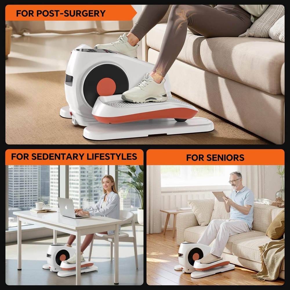 Under Desk Elliptical Machine with Remote Control, 16 Adjustable Speed Electr...