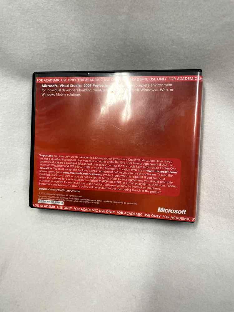 Microsoft Visual Studio 2005 Professional Edition ACADEMIC USE ONLY