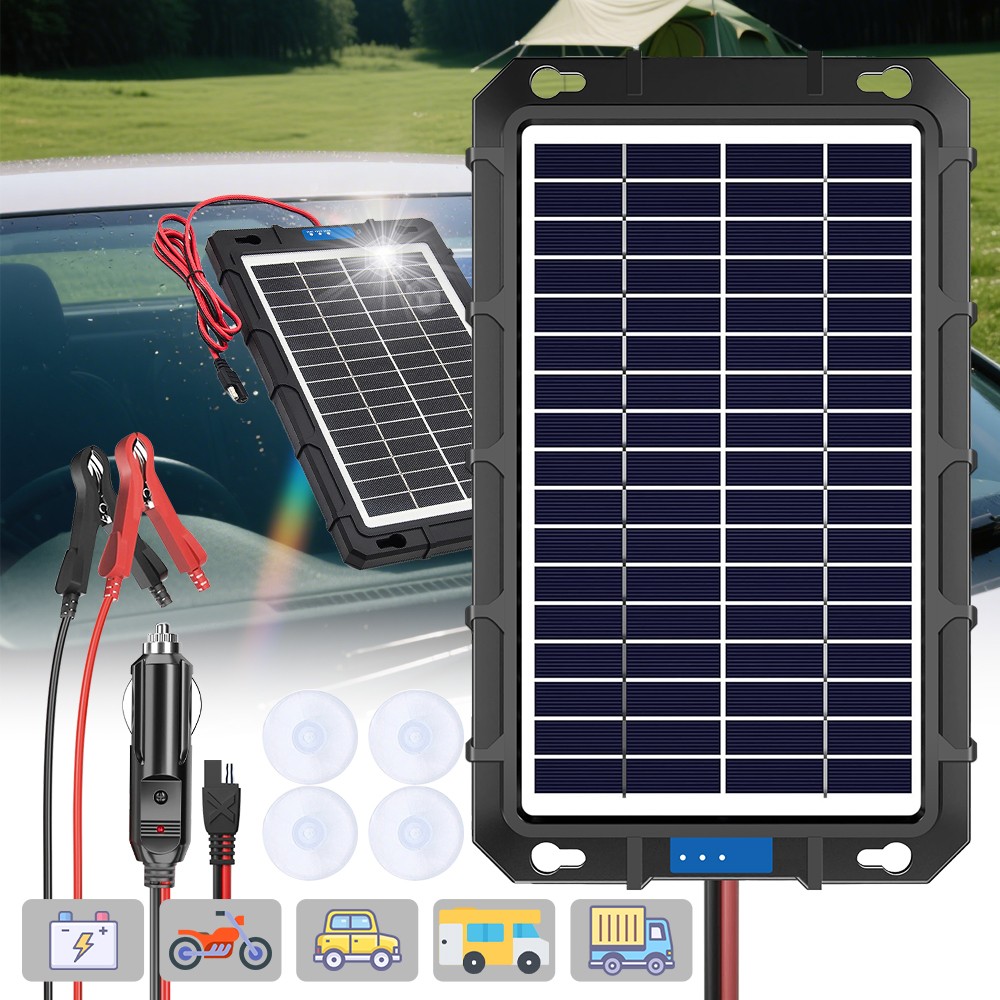 Upgraded 20W Solar Battery Trickle Charger Maintainer Solar Panel Kit for Car