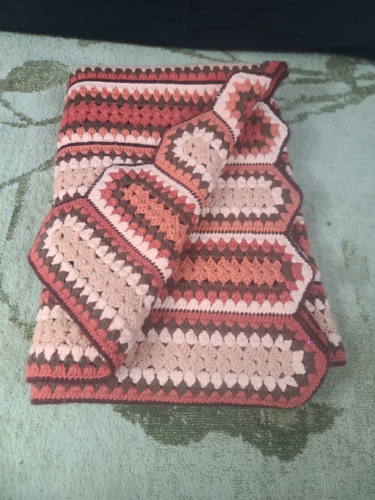 Vintage Crocheted Afghan Throw Blanket - Multiple Colors - 56x40” EUC