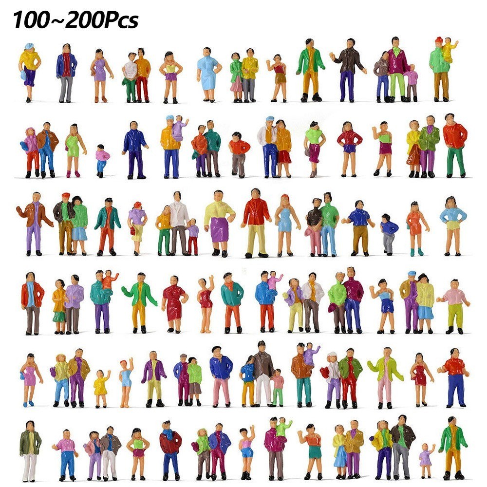 100pcs/200pcs 1:87 Scale People Model Trains Painted Figures Passengers People