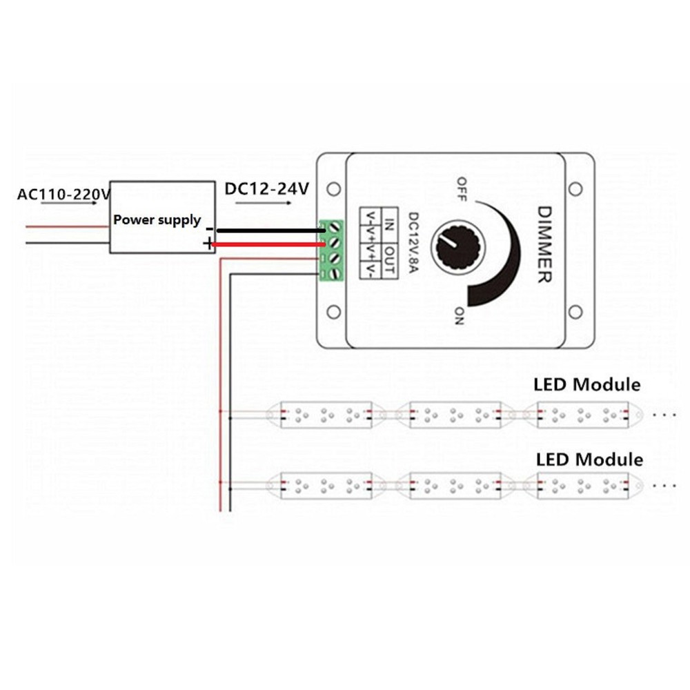 DC 12V 24V LED Dimmer Switch 8A Brightness Controller For LED Strip Light Lamp D