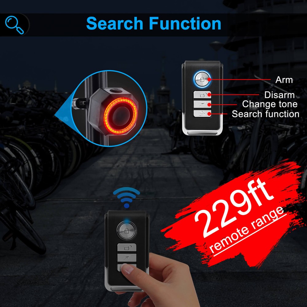 Electrical Moped Alarm System Cycling Tail Light Sensitivity Volume Adjustable