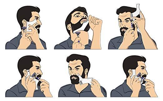 2pcs Mustache-Goatee-Liner-Beard-Lining-Shaping-Tool-Styling-Template-Grooming K