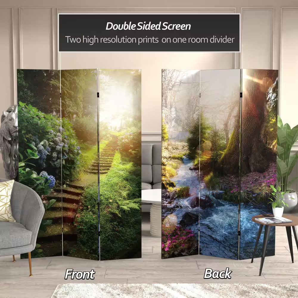 6 Ft. Printed 3-Panel Room Divider