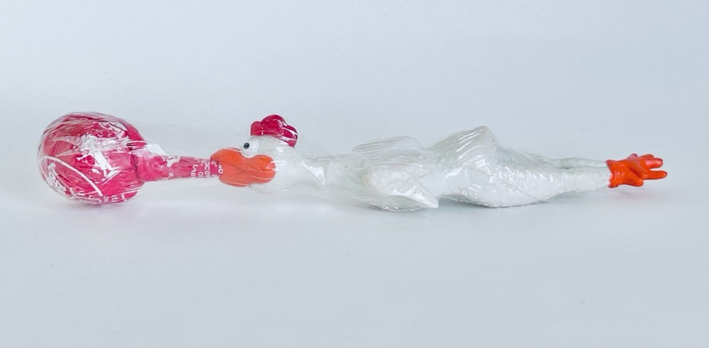 Vintage 1998 OddzOn RUBBER CHICKEN POP 5” Candy Container WHITE Cap Candy