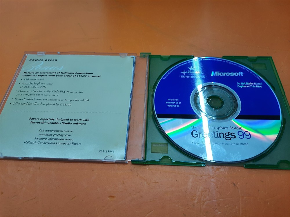 ⭐️⭐️⭐️⭐️⭐️ Microsoft Graphics Studio Greetings 99 Hallmark PC CD-ROM