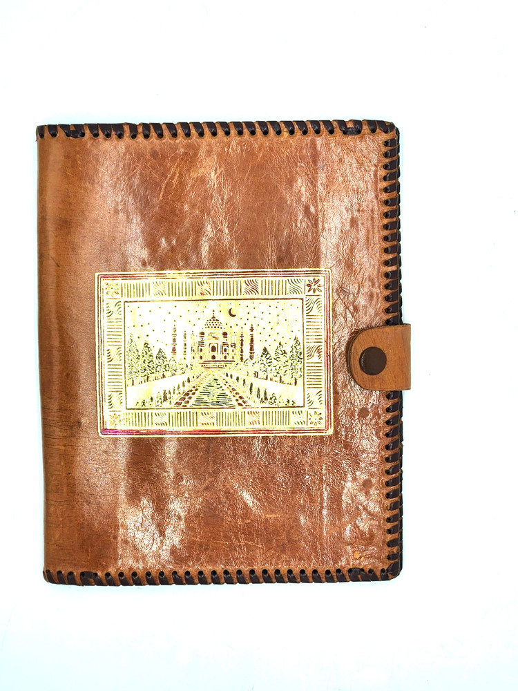 Vtg Hand Tooled Leather Journal Cover Folder Case Mosque 8x10"