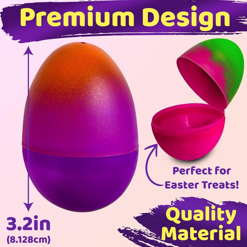 32 Pack Plastic Easter Eggs Empty 3.2” Large Plastic Eggs Fillable For Easter