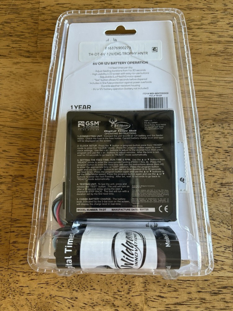 Wildgame Innovations Digital Controller Timer 6V or 12V Battery Operation TH-DT