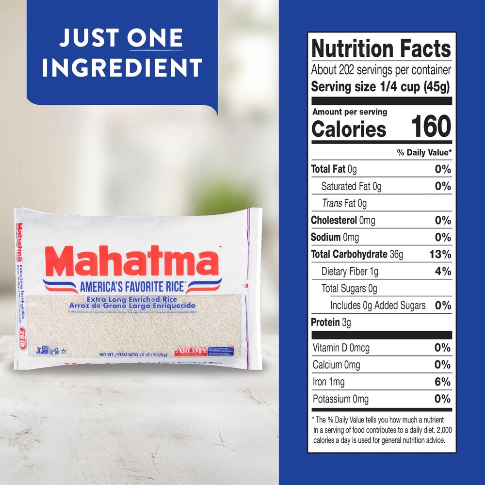 20 lb Extra Long Grain White Rice Bag