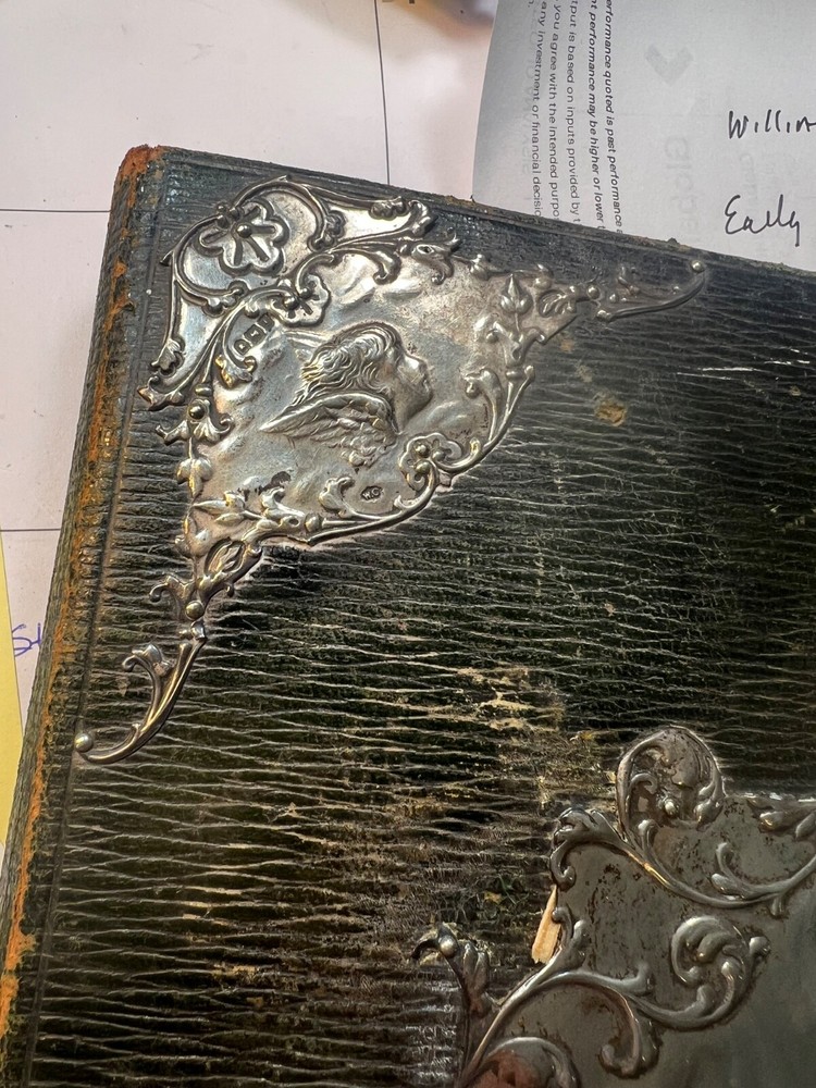 Victorian 1904 Writing Desk with Silver Angels