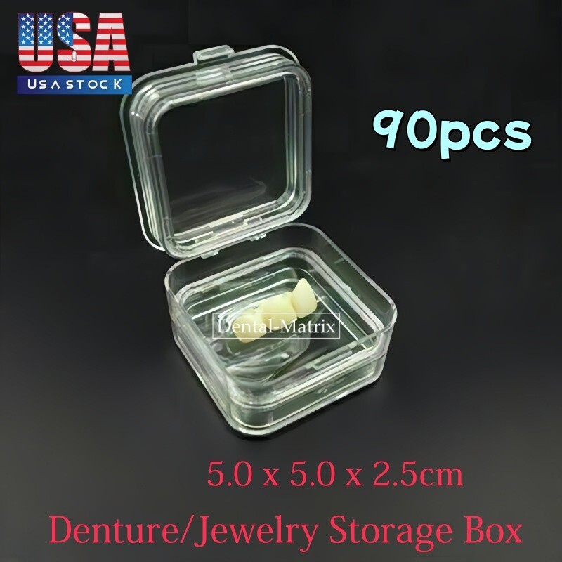 90 Pcs Denture False Teeth Container Membrane Case Hinged Display Box Jewelry