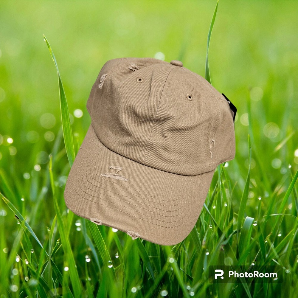 Disstressed Tan Cotton Baseball Ball Cap Dad Hat Vintage Solid Blank Plain