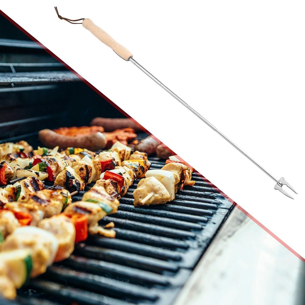 Roasting Fork Chicken Wing Skewer Extendable Long Heavy Duty for Fire Pit