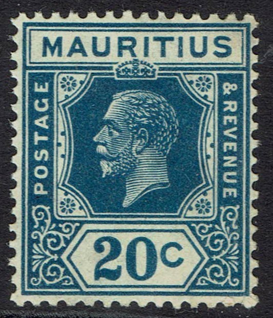 MAURITIUS 1921 KGV 20C DIE II WMK MULTI SCRIPT CA MNH **