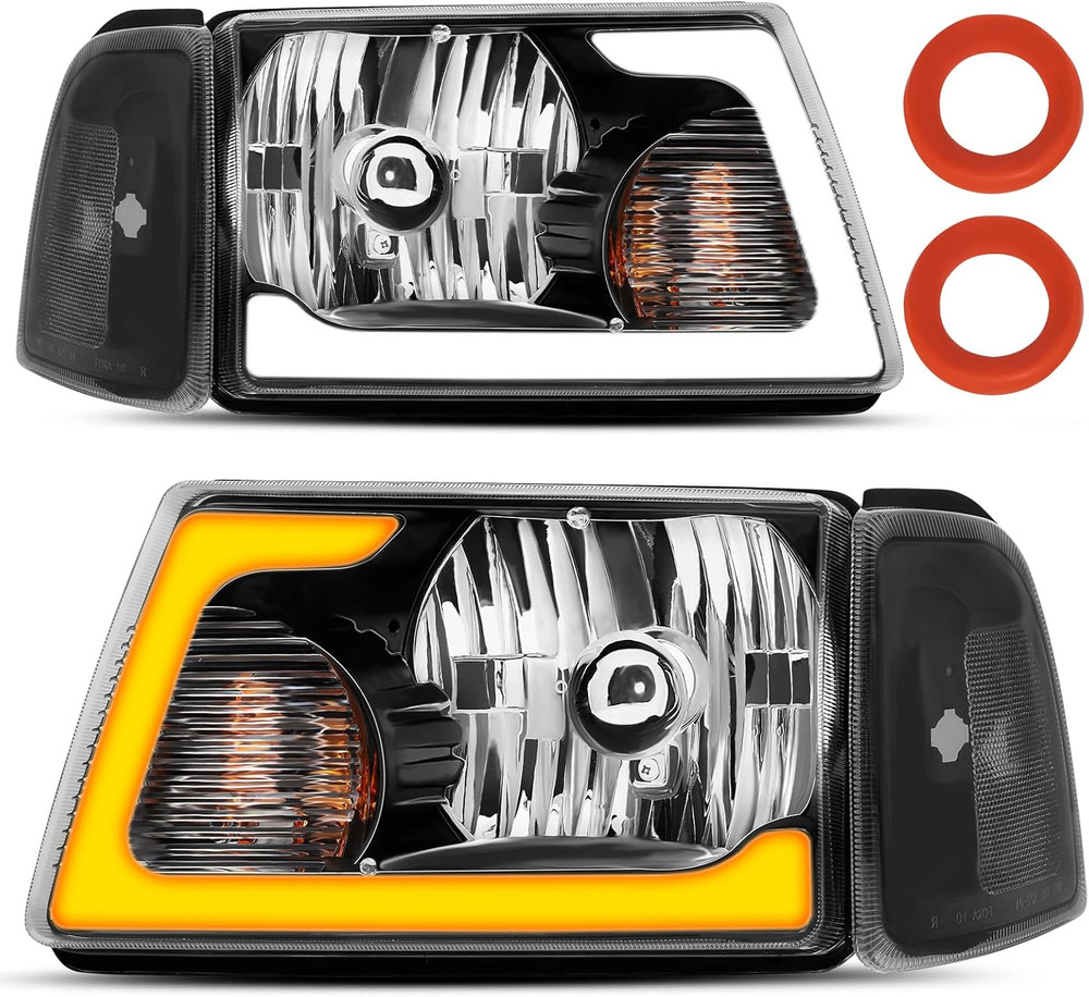 Headlight Assembly Fit for 2001-2011 Ford Ranger W/Led DRL Sequential Turn Light
