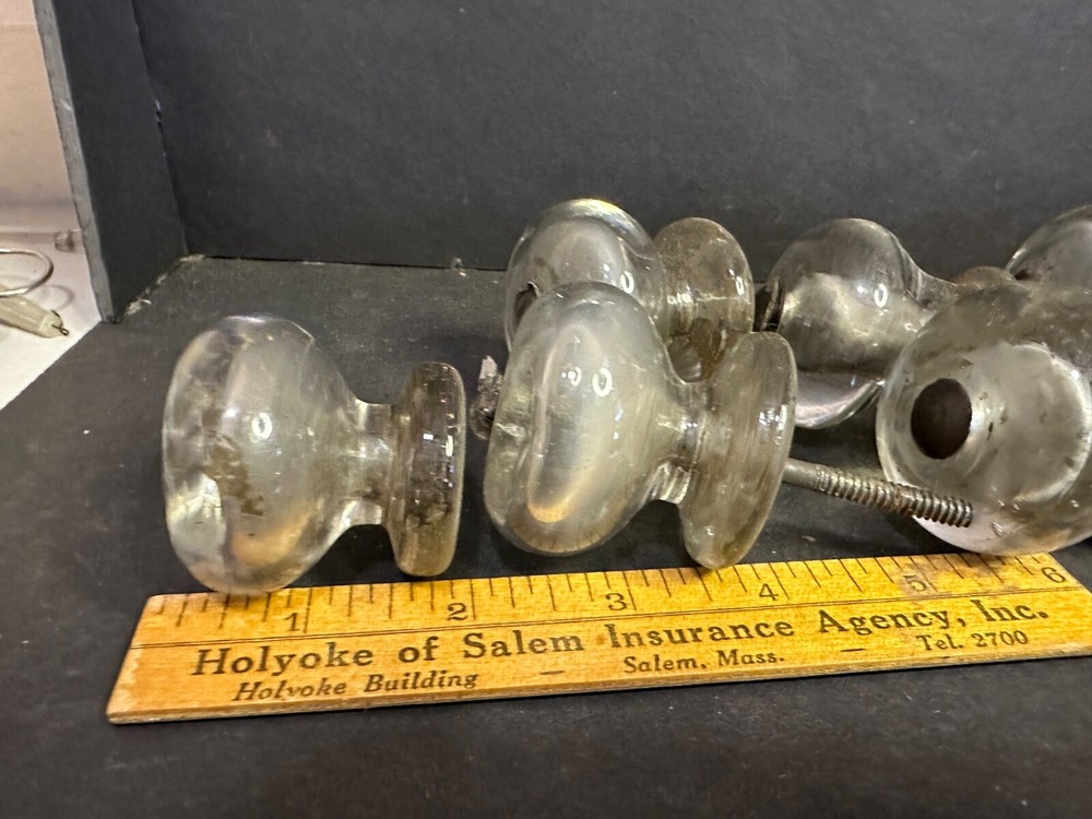 Set 8 Antique Glass Furniture Knobs Pulls, Lot 2