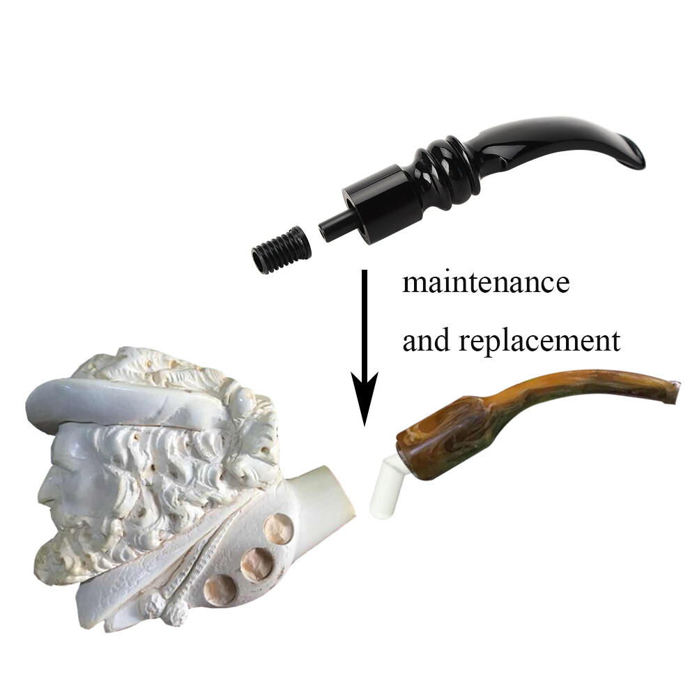 Pipe Screw Replacement For Meerschaum Pipe Old Pipe Tenon + Stem Black