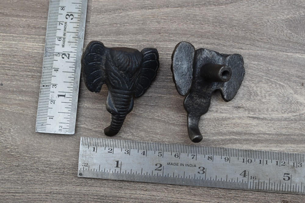 Iron door knobs cast cabinet ELEPHANT drawer handles Kitchen pull rustic 10pcs