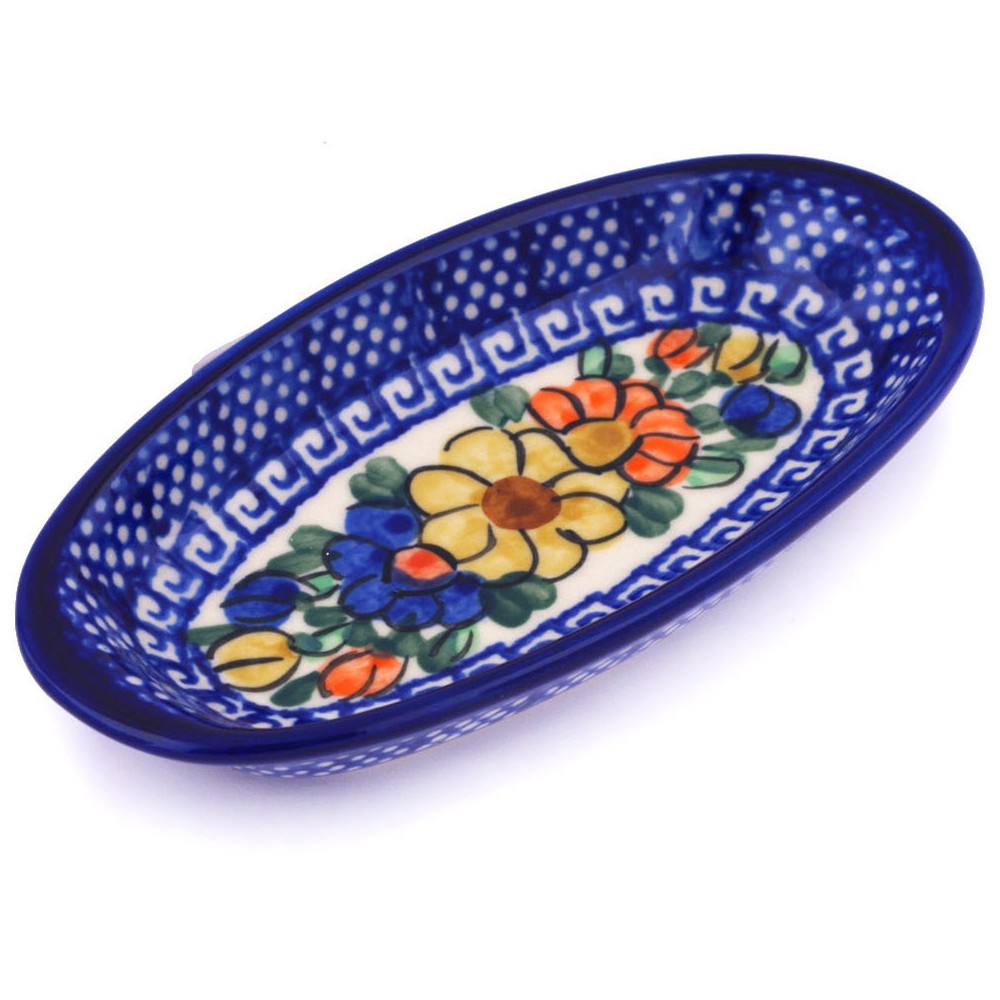 Polish Pottery Condiment Dish 6" Fall Garden